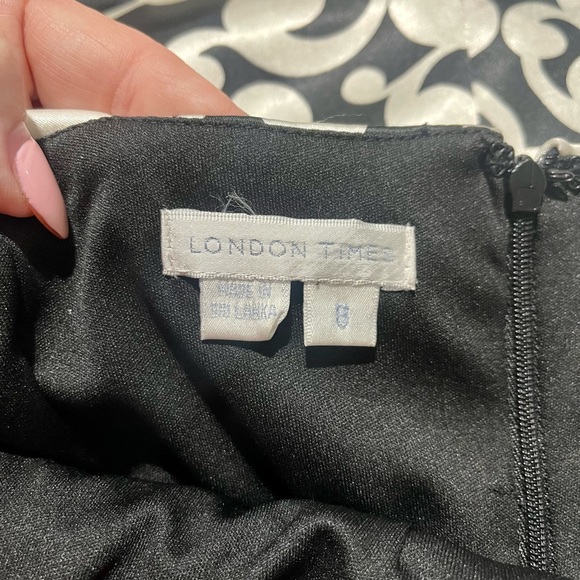 GORGEOUS London Times Black White Satin Bodycon Dress Sz 8 - Picture 8 of 11